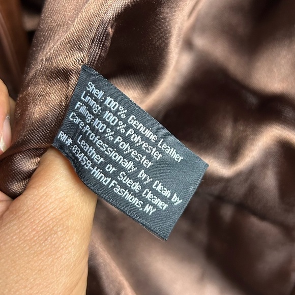 Hind Leather 100% Genuine Leather Brown Vtg 90s y2K Sz L retro boho motorcycle - Picture 9 of 14